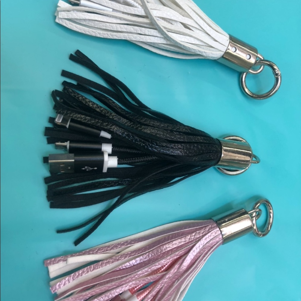 Tassel keychain with charger ends